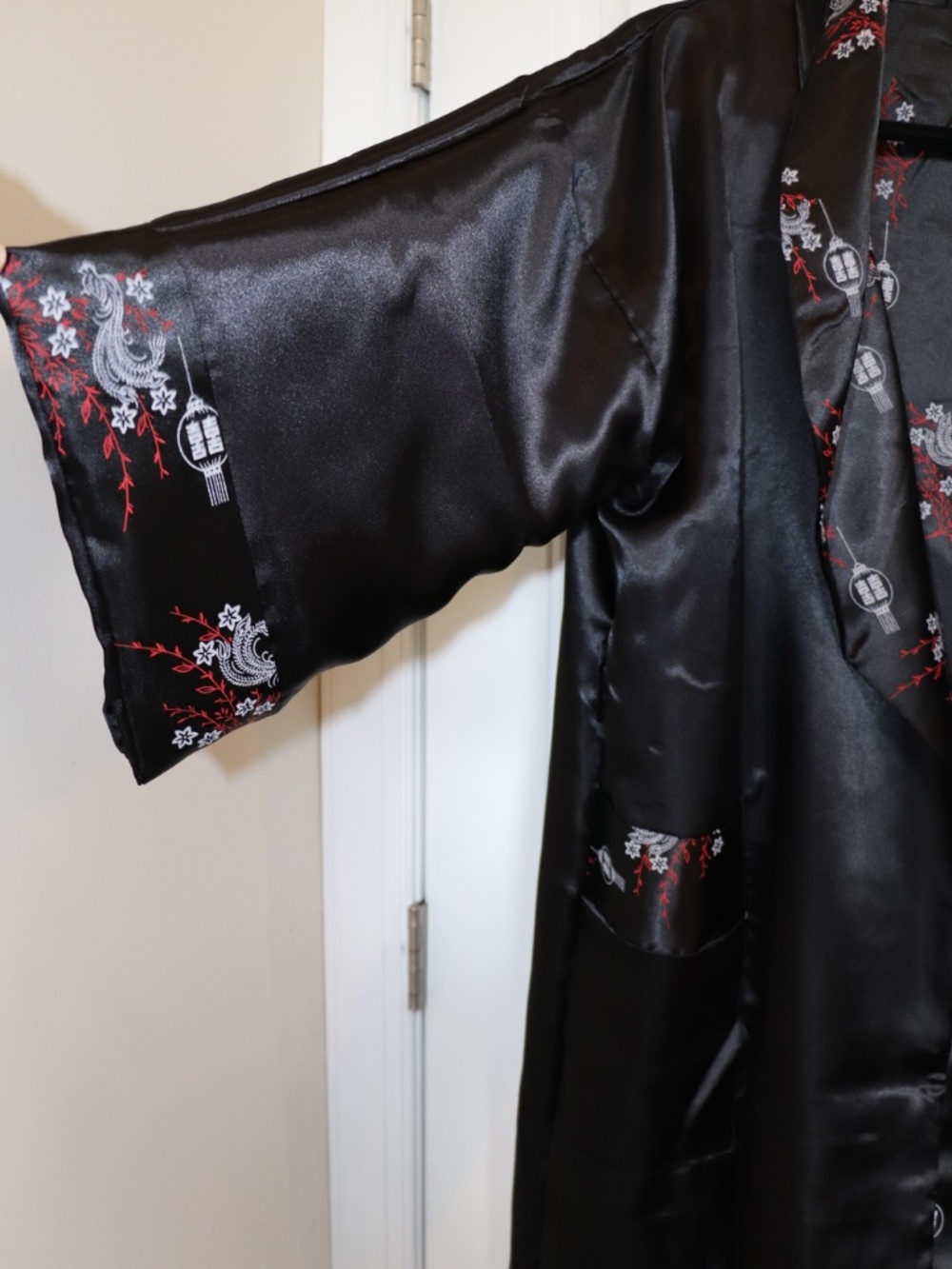THAI SILK Reversible DRAGON EMBROIDERED Tie Belt/Pocket JAPANESE Kimono Sz L - Picture 12 of 12